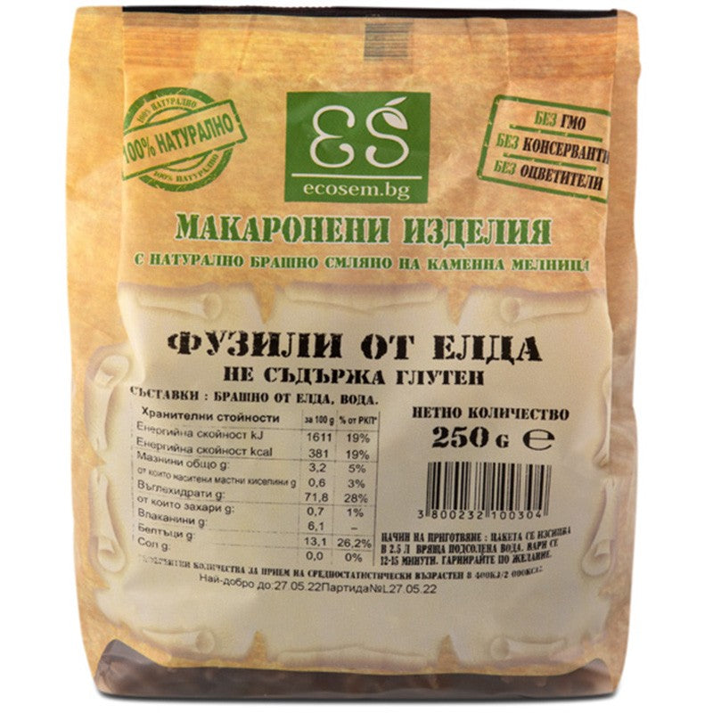 Български продуктФузили от Елда без Глутен от Екосем