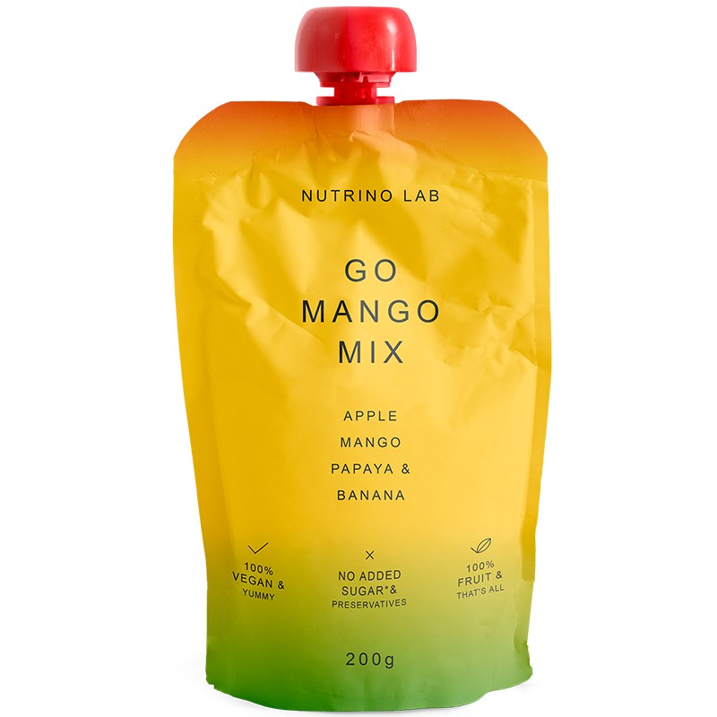 Плодово Пюре Nutrino Lab Go Mango Mix Ябълка, Манго, Папая и Банан без Добавена Захар Пауч