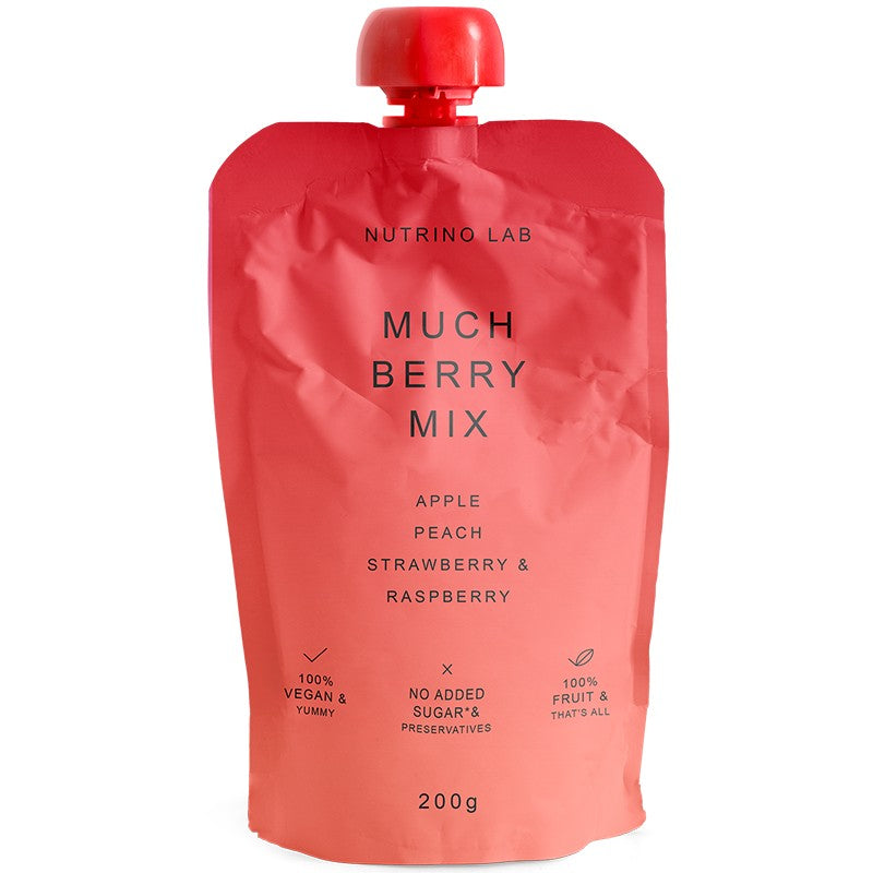 Плодово Пюре Nutrino Lab Much Berry Mix Ябълка, Праскова, Ягода и Малина без Добавена Захар Пауч