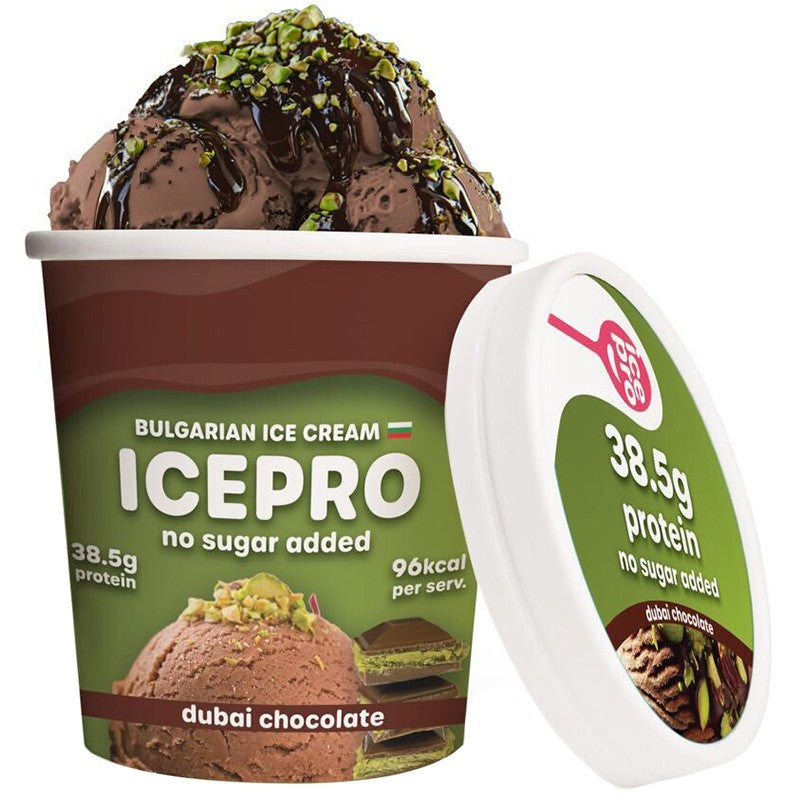 Български продуктПротеинов Сладолед IcePro с Вкус на Дубайски Шоколад без Добавена Захар