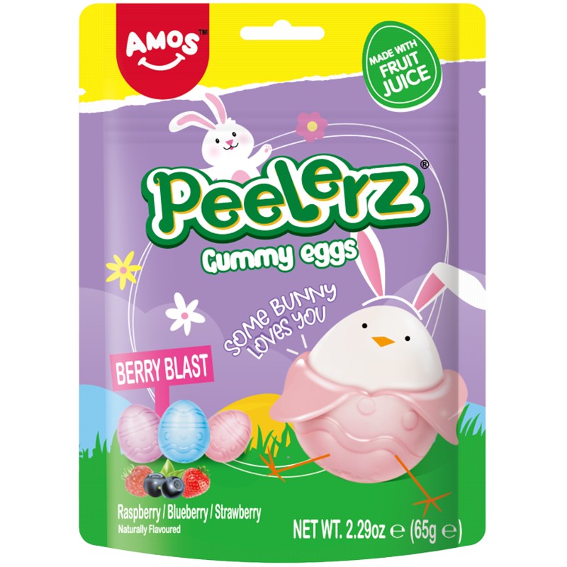 Желирани Бонбони Amos Peelers Яйца с Вкус Ягода, Малина и Боровинка