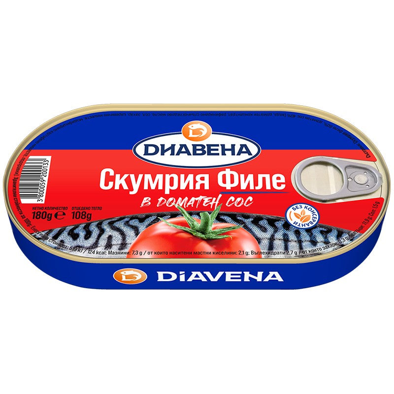 Български продуктСкумрия Диавена Филе в Доматен Сос