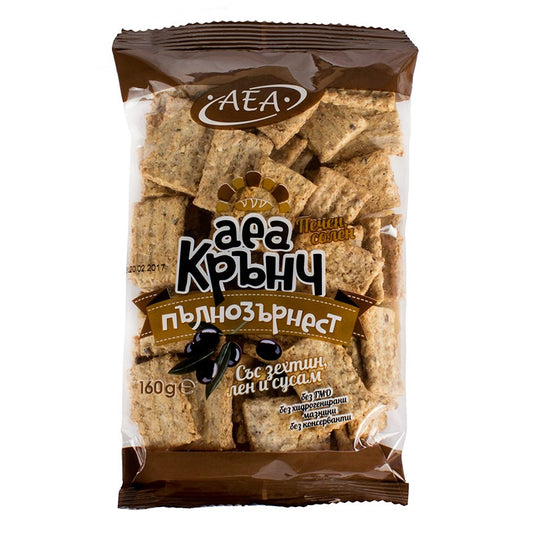 Български продуктПълнозърнест Крънч Аеа с Маслиново масло, Лен и Сусам