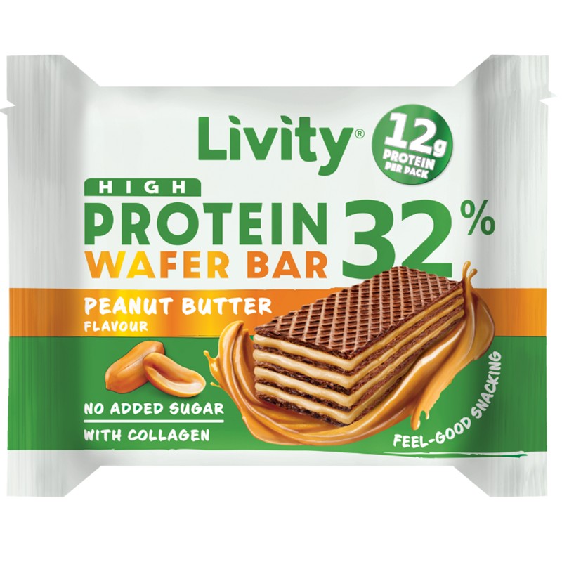 Български продуктПротеинова Вафла Livity с Фъстъчено Масло без Добавена Захар