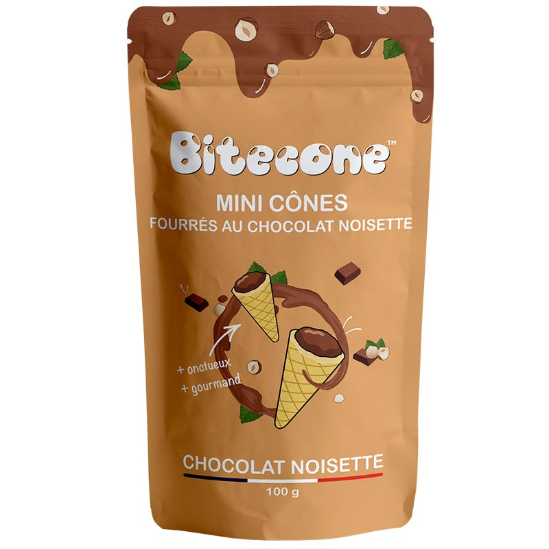 Мини Вафлени Фунийки Bitecone с Млечен Шоколад и Лешник