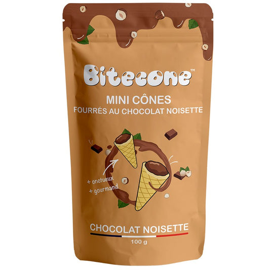 Мини Вафлени Фунийки Bitecone с Млечен Шоколад и Лешник