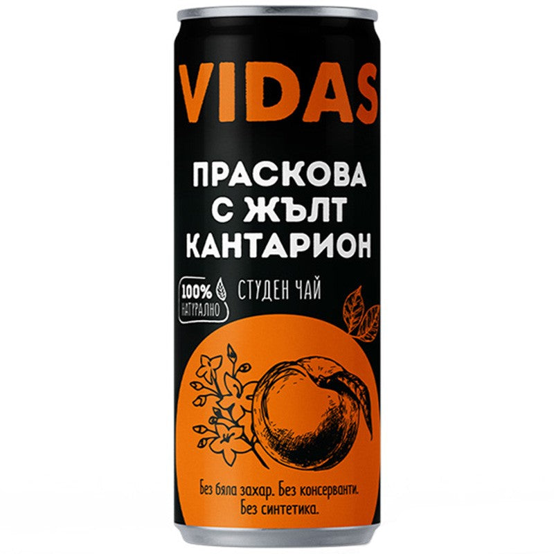 Български продуктСтуден Чай Vidas Праскова с Жълт Кантарион без Добавена Захар