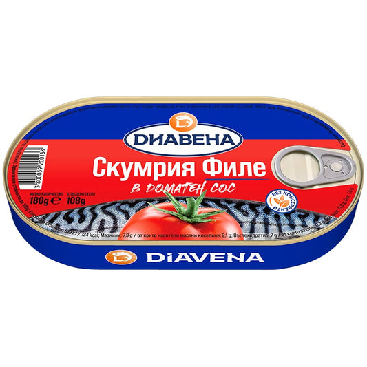 Български продуктСкумрия Диавена Филе в Доматен Сос