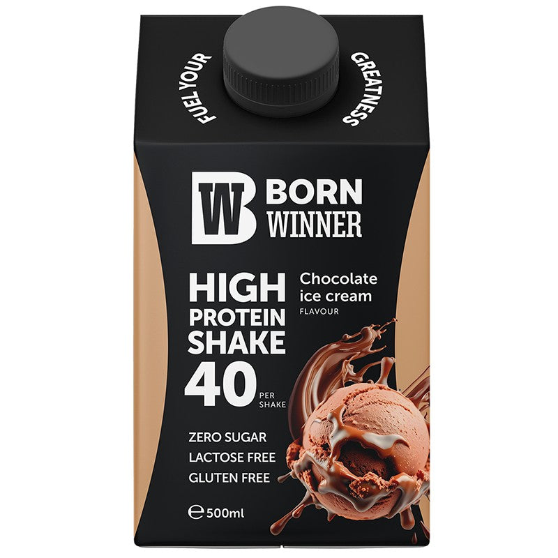 Български продуктПротеинов Шейк Born Winner с Вкус на Шоколадов Сладолед UHT без Глутен, Лактоза и Добавена Захар