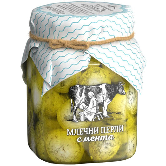 Български продуктМлечни Перли от Краве Мляко в Зехтин с Мента от Млекарница Заара